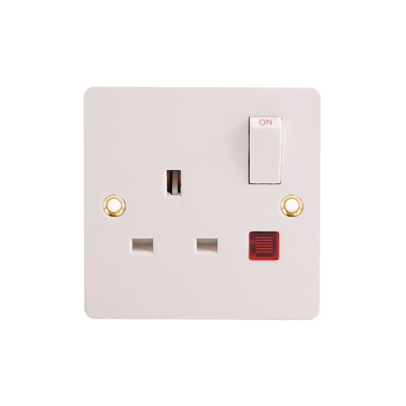 13A 1 gangs Bakelitt Switched Socket med Neon HK6113WN