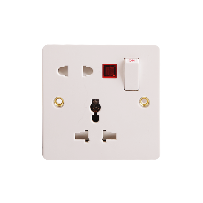 16A 1 Gangs Bakelitt Multi-Function Switched Socket Enkelpolet + 2 Pin Socket med Neon HK6416WN-UN